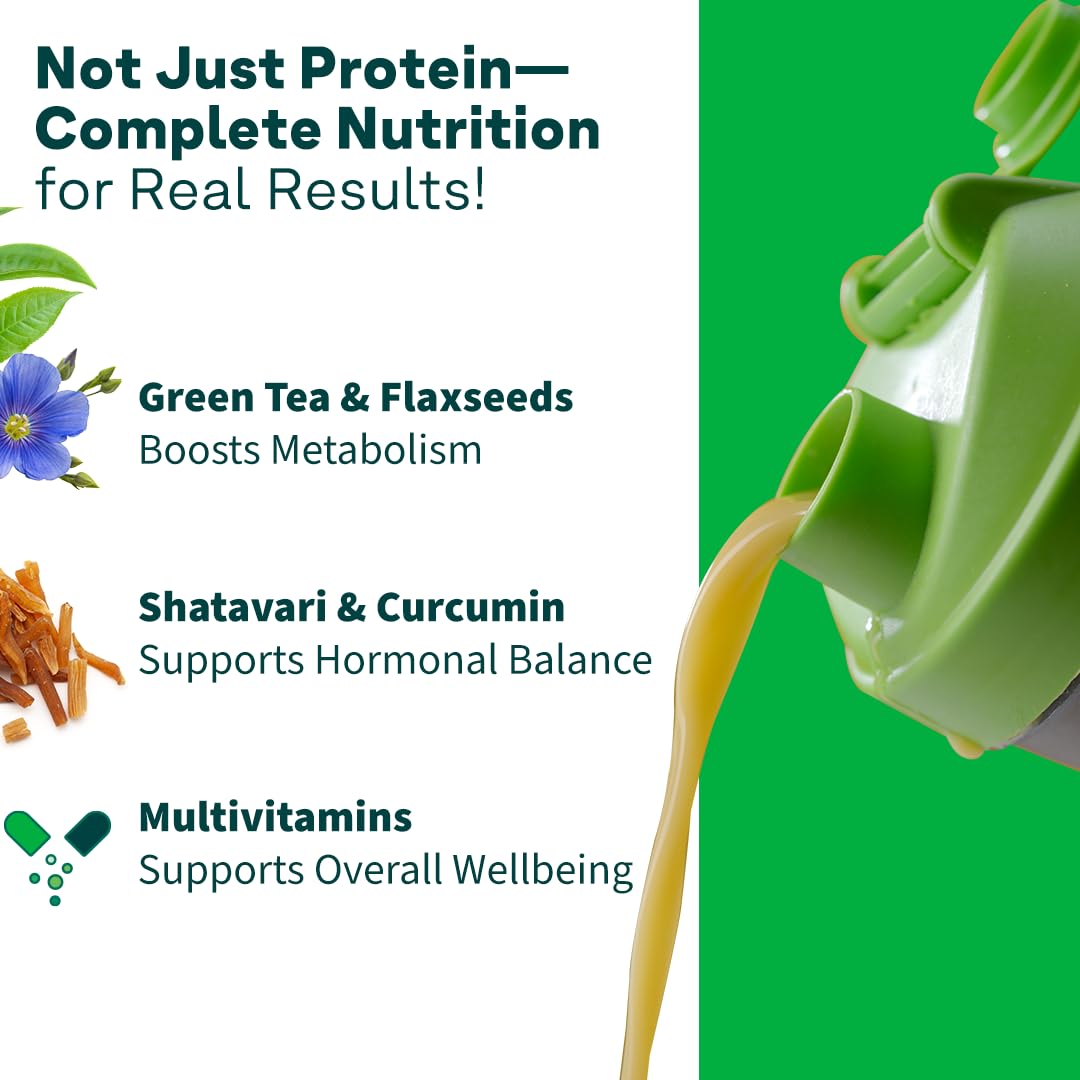 OZiva Protein & Herbs for Women (Vanilla Almond) I Manage Weight, Energy & Metabolism | Clean Protein, Shatavari, Green Tea I No Added Sugar, 1lbs (453gm) - Image 3