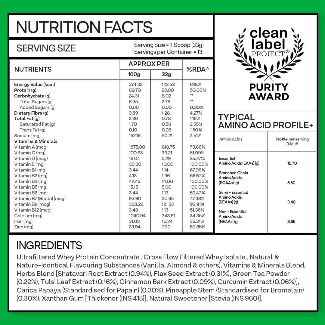 OZiva Protein & Herbs for Women (Vanilla Almond) I Manage Weight, Energy & Metabolism | Clean Protein, Shatavari, Green Tea I No Added Sugar, 1lbs (453gm) - Image 2